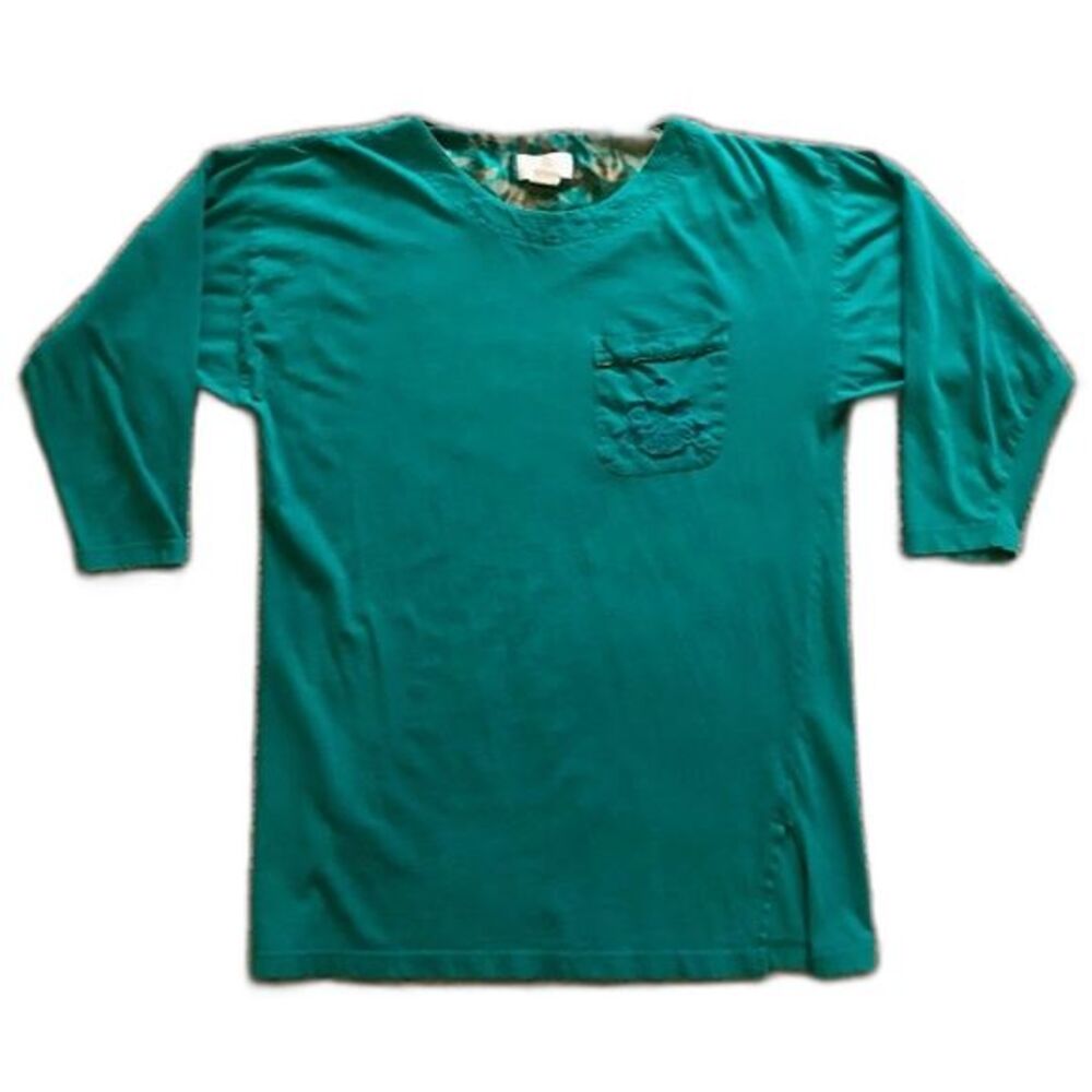 Vintage Victoria's Secret Gold Label Green 3/4 Sleeve Shirt w/ Pocket